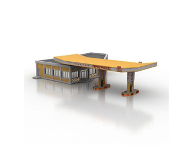 Free Gas station building N7 3D model For Architecture 3Ds Max Model Download